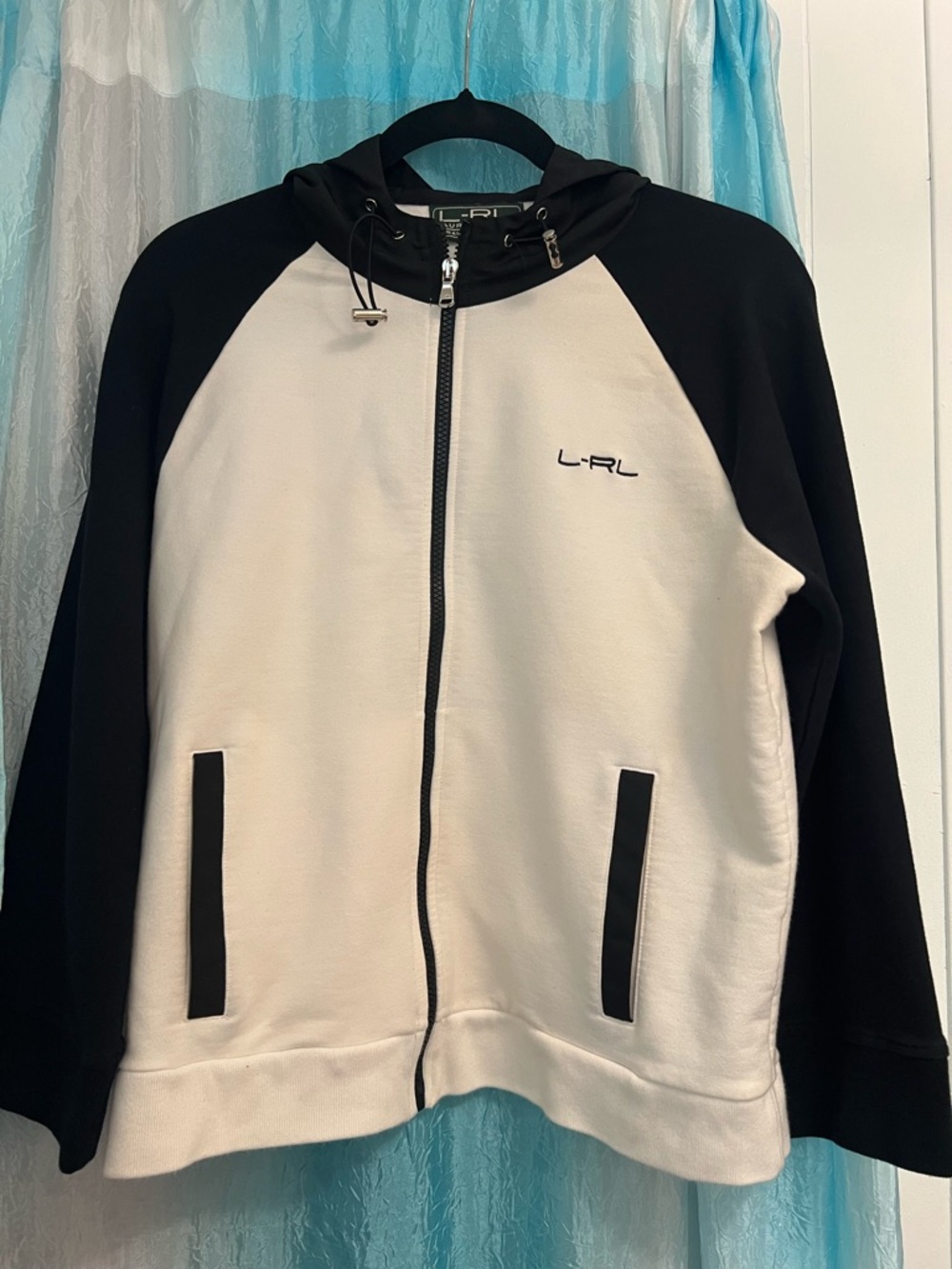 Ralph Lauren L-RL Two-Tone Hoodie in White and Black